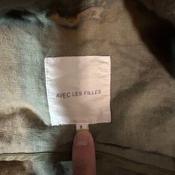 Avec Les Filles Military Army‎ Style Linen Jacket Olive Green Women's Size S - Picture 5 of 9
